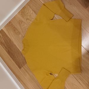 Yellow Everlane cashmere mockneck sweater